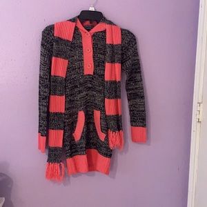 Girls Derek Heart whool/cotton gray and pink dress(includes scarf)